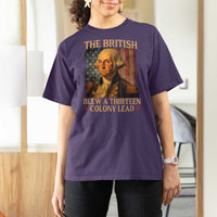 Funny 4th of July George Washington T Shirt For Women The British Blew A Thirteen Colony Lead American Flag - Wonder Print Shop