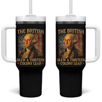 Funny 4th of July George Washington Tumbler With Handle The British Blew A Thirteen Colony Lead American Flag - Wonder Print Shop