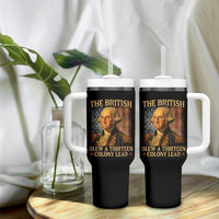 Funny 4th of July George Washington Tumbler With Handle The British Blew A Thirteen Colony Lead American Flag - Wonder Print Shop