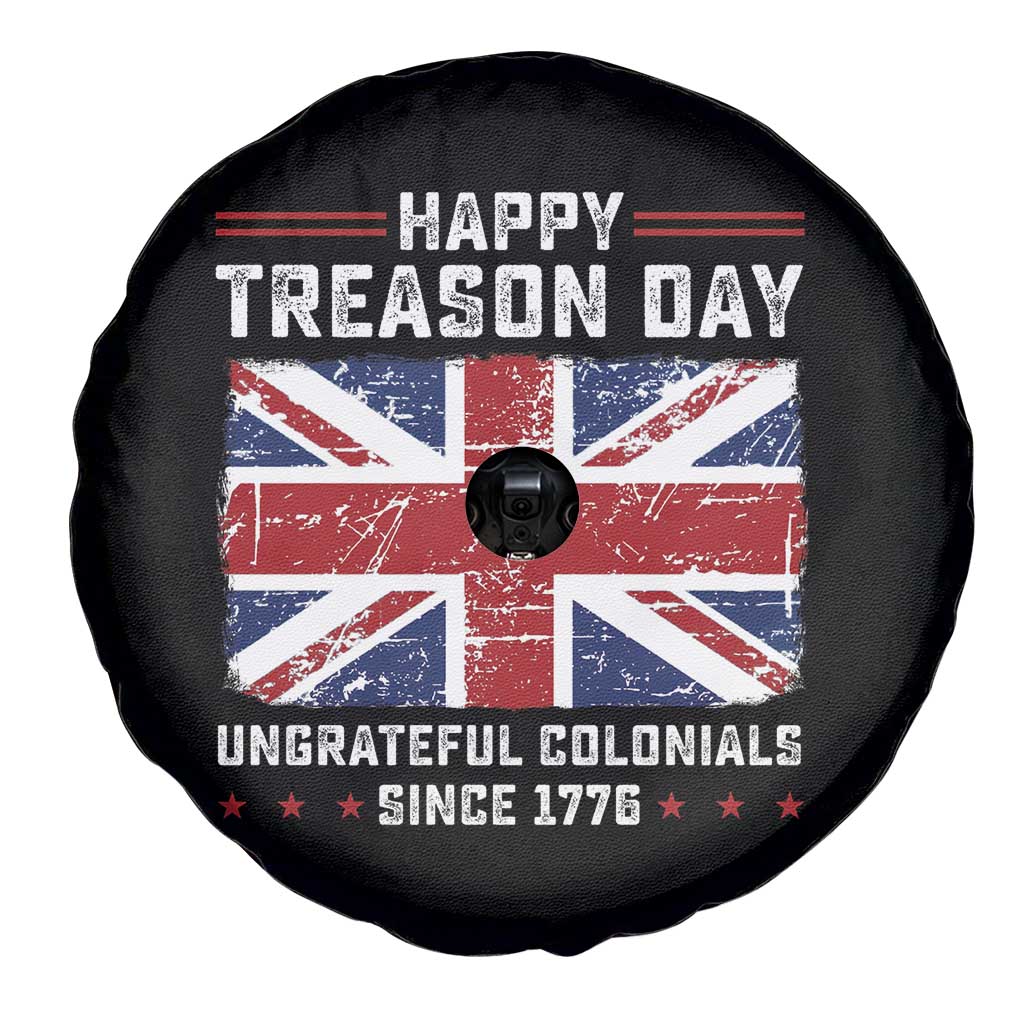 Happy Treason Day Ungrateful Colonials Spare Tire Cover Funny 4th of July British Flag