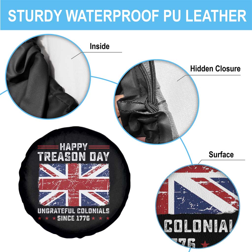 Happy Treason Day Ungrateful Colonials Spare Tire Cover Funny 4th of July British Flag