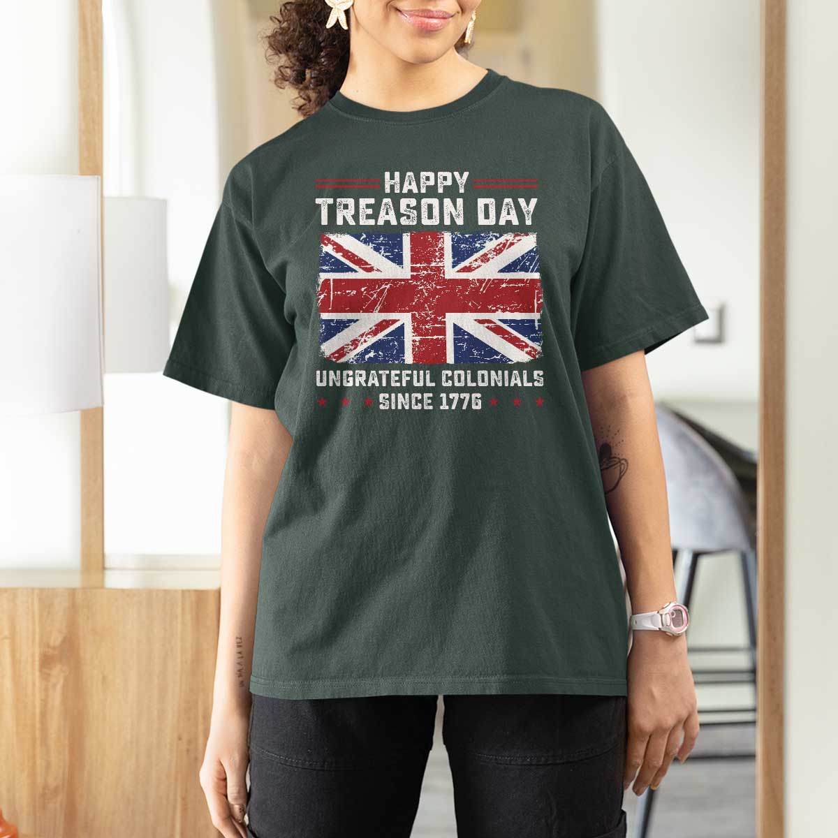 Happy Treason Day Ungrateful Colonials T Shirt For Women Funny 4th of July British Flag