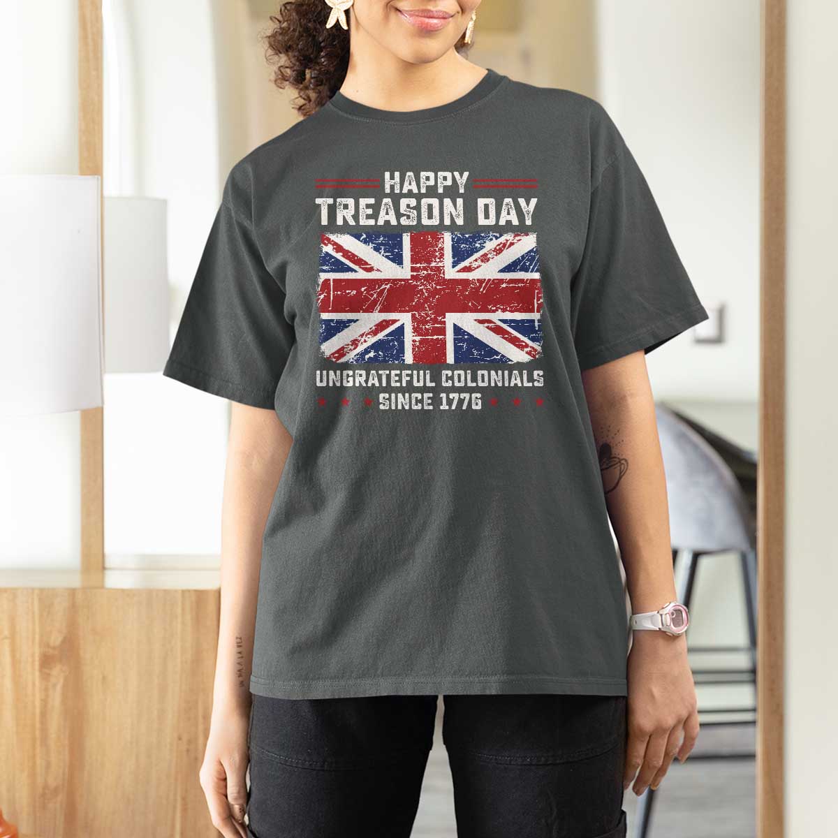 Happy Treason Day Ungrateful Colonials T Shirt For Women Funny 4th of July British Flag
