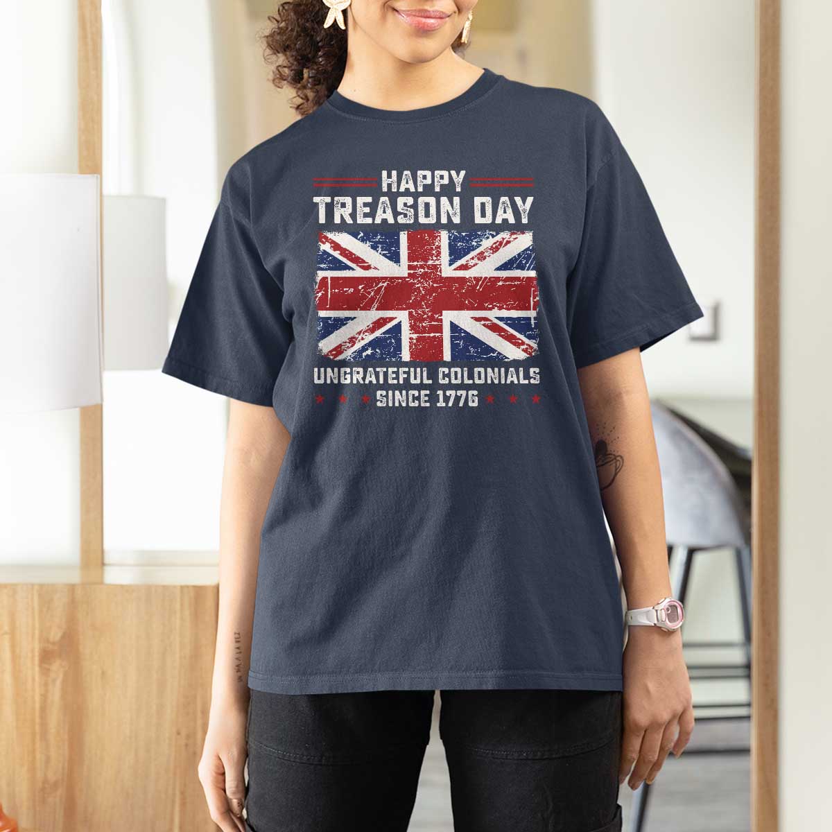 Happy Treason Day Ungrateful Colonials T Shirt For Women Funny 4th of July British Flag