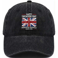 Happy Treason Day Ungrateful Colonials Washed Cotton Baseball Cap Funny 4th of July British Flag