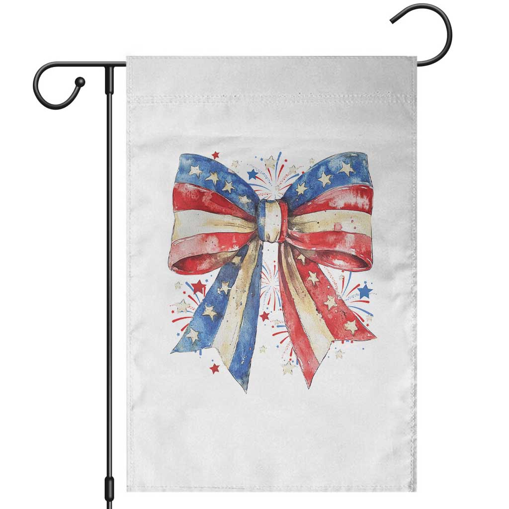 Coquette 4th Of July Garden Flag USA Bow American Flag Red White and Blue - Wonder Print Shop
