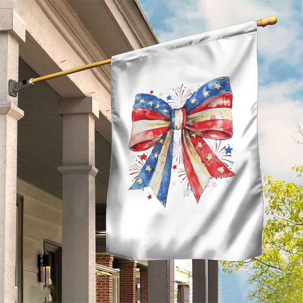 Coquette 4th Of July Garden Flag USA Bow American Flag Red White and Blue - Wonder Print Shop