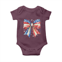 Coquette 4th Of July Baby Onesie USA Bow American Flag Red White and Blue - Wonder Print Shop