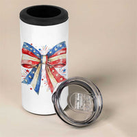 Coquette 4th Of July 4 in 1 Can Cooler Tumbler USA Bow American Flag Red White and Blue - Wonder Print Shop