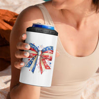 Coquette 4th Of July 4 in 1 Can Cooler Tumbler USA Bow American Flag Red White and Blue - Wonder Print Shop