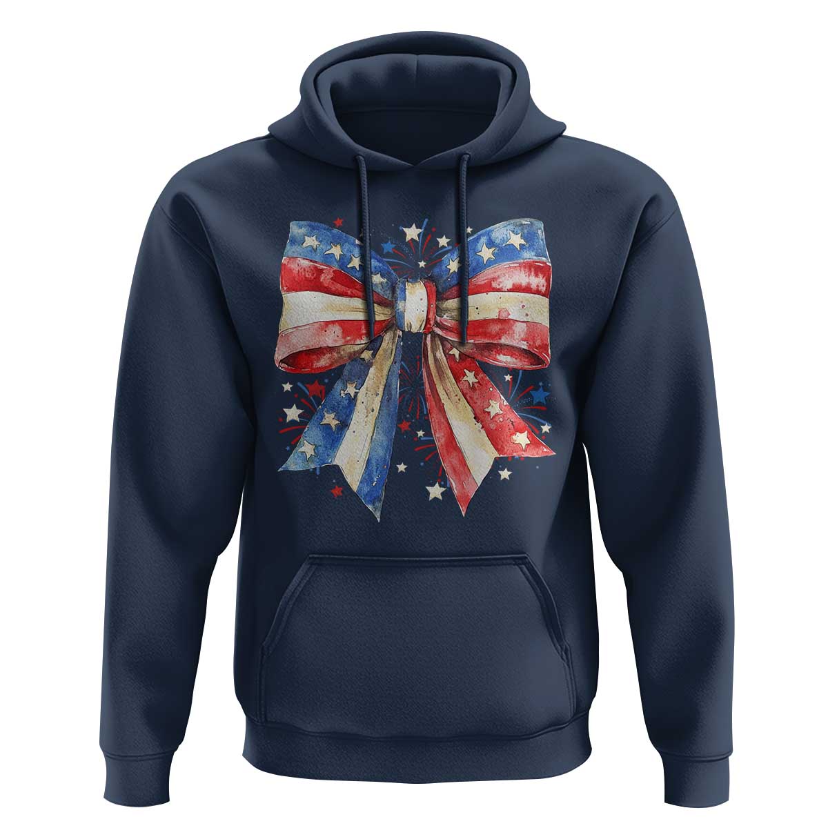 Coquette 4th Of July Hoodie USA Bow American Flag Red White and Blue - Wonder Print Shop