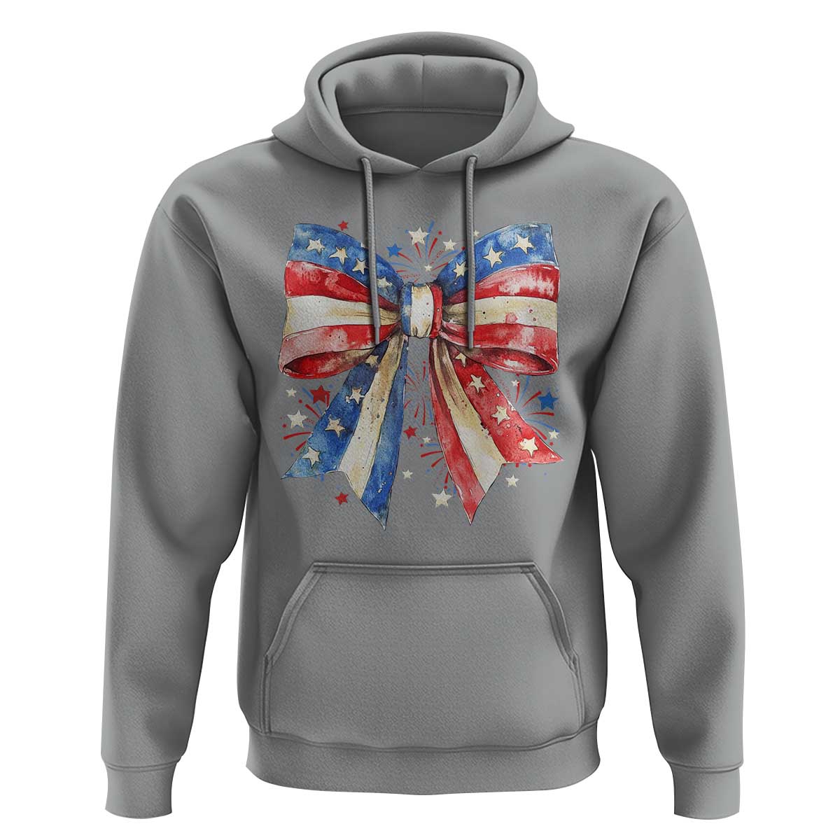 Coquette 4th Of July Hoodie USA Bow American Flag Red White and Blue - Wonder Print Shop