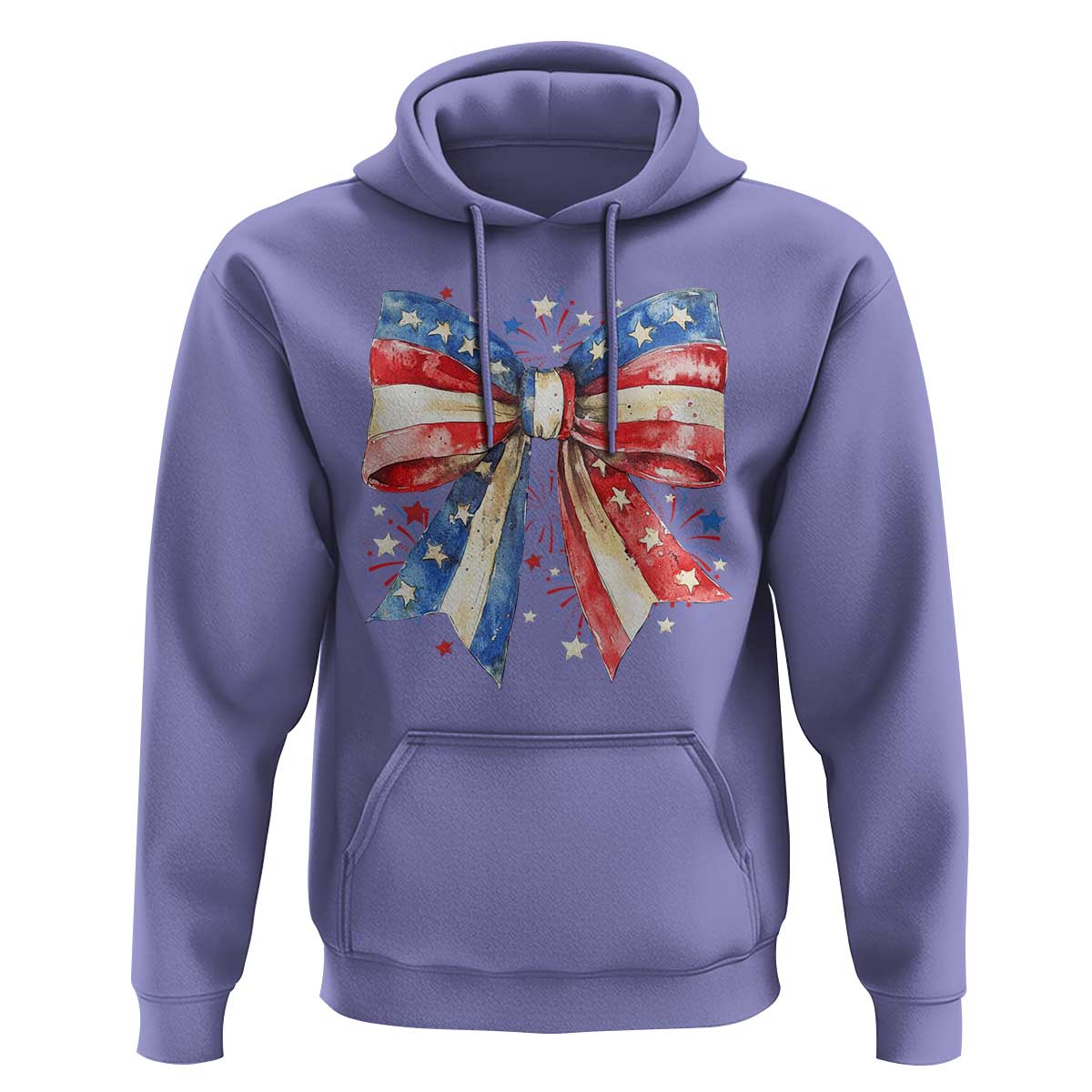 Coquette 4th Of July Hoodie USA Bow American Flag Red White and Blue - Wonder Print Shop
