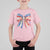 Coquette 4th Of July T Shirt For Kid USA Bow American Flag Red White and Blue - Wonder Print Shop