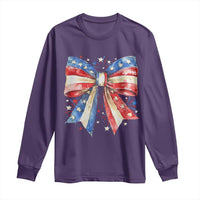 Coquette 4th Of July Long Sleeve Shirt USA Bow American Flag Red White and Blue - Wonder Print Shop