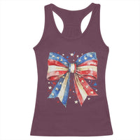Coquette 4th Of July Racerback Tank Top USA Bow American Flag Red White and Blue - Wonder Print Shop