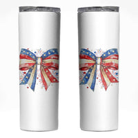 Coquette 4th Of July Skinny Tumbler USA Bow American Flag Red White and Blue - Wonder Print Shop