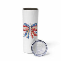 Coquette 4th Of July Skinny Tumbler USA Bow American Flag Red White and Blue - Wonder Print Shop