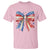 Coquette 4th Of July T Shirt USA Bow American Flag Red White and Blue - Wonder Print Shop