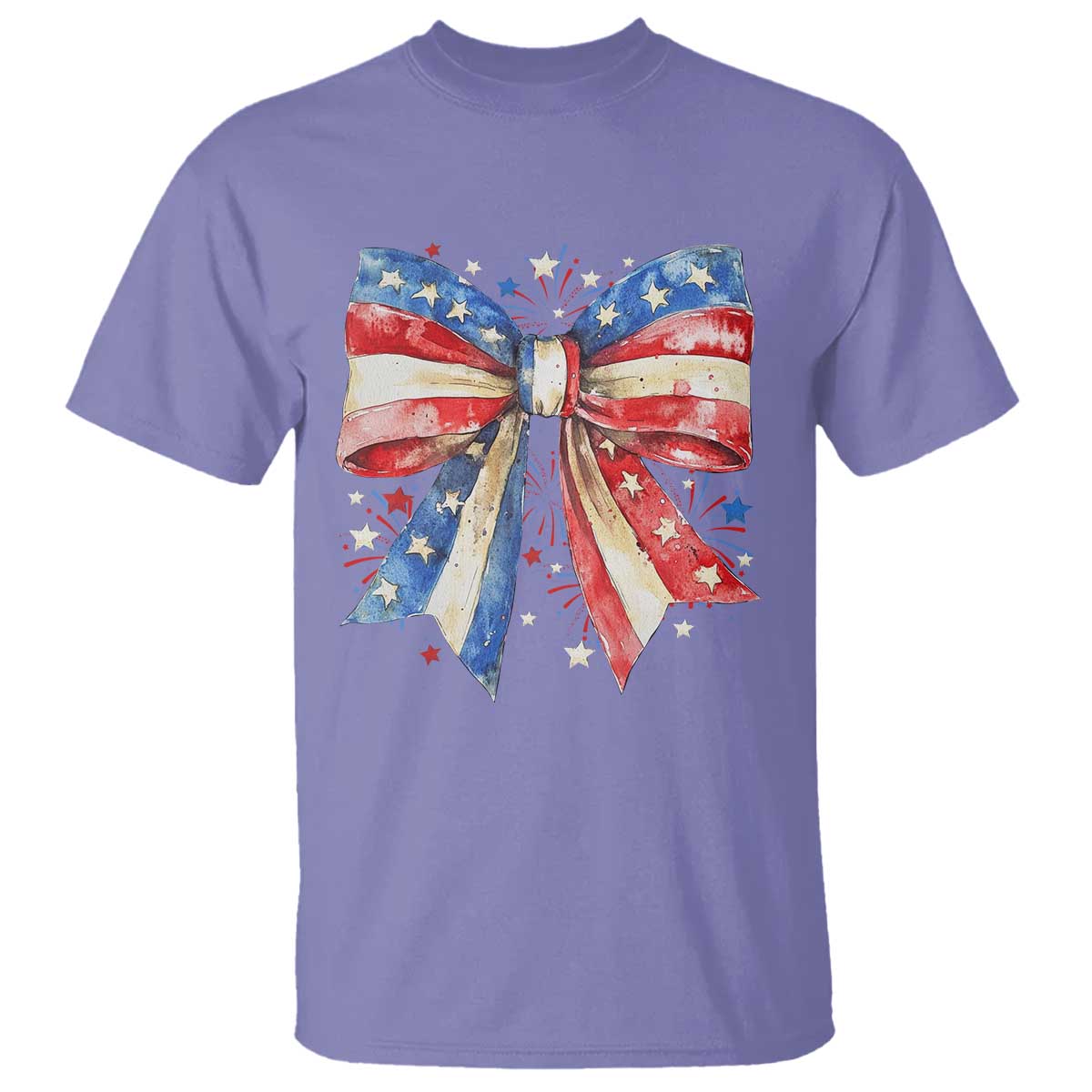 Coquette 4th Of July T Shirt USA Bow American Flag Red White and Blue - Wonder Print Shop