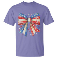 Coquette 4th Of July T Shirt USA Bow American Flag Red White and Blue - Wonder Print Shop