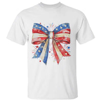 Coquette 4th Of July T Shirt USA Bow American Flag Red White and Blue - Wonder Print Shop