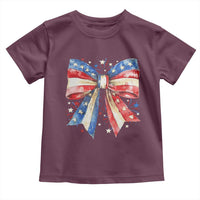 Coquette 4th Of July Toddler T Shirt USA Bow American Flag Red White and Blue - Wonder Print Shop
