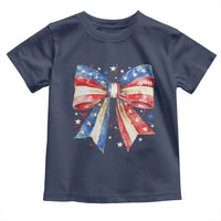 Coquette 4th Of July Toddler T Shirt USA Bow American Flag Red White and Blue - Wonder Print Shop