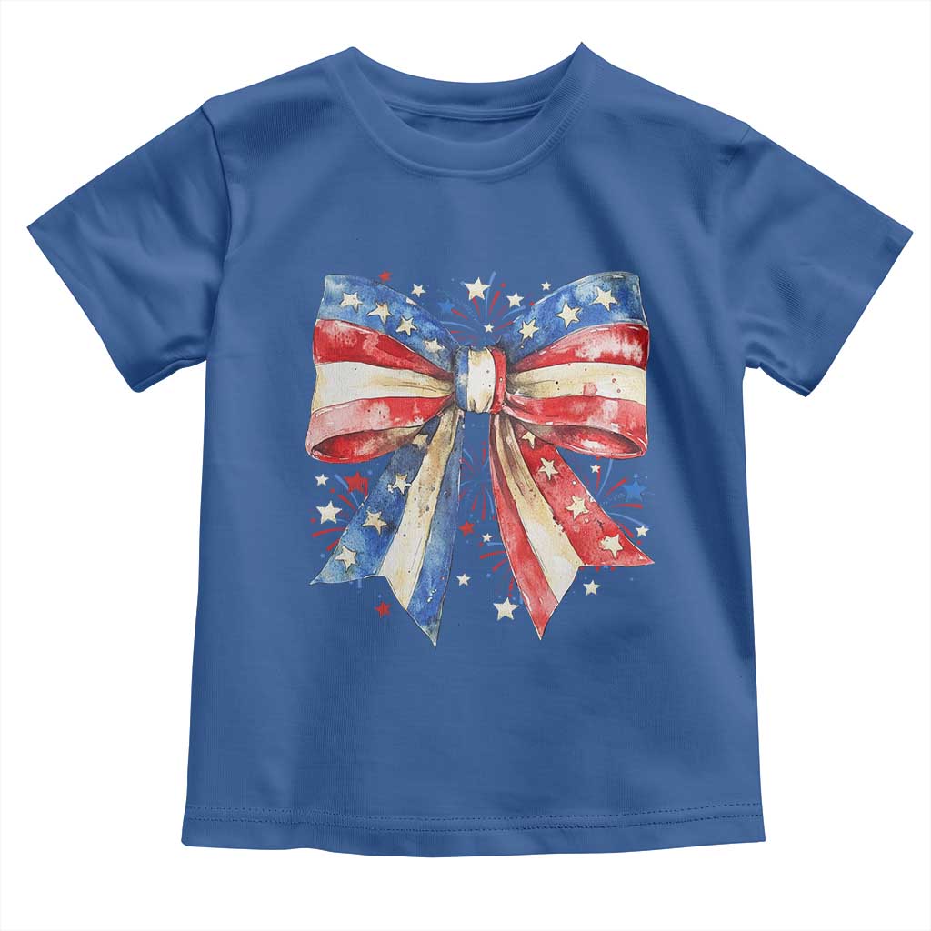 Coquette 4th Of July Toddler T Shirt USA Bow American Flag Red White and Blue - Wonder Print Shop