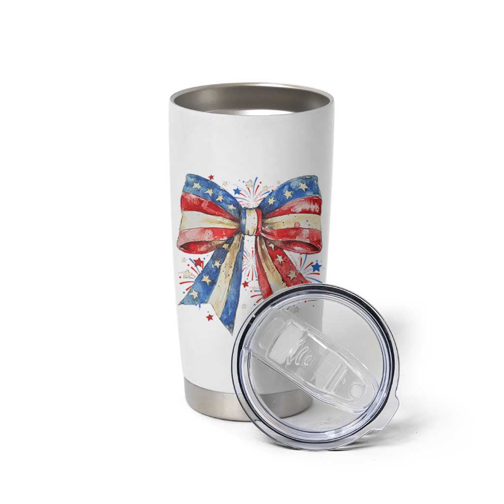 Coquette 4th Of July Tumbler Cup USA Bow American Flag Red White and Blue - Wonder Print Shop