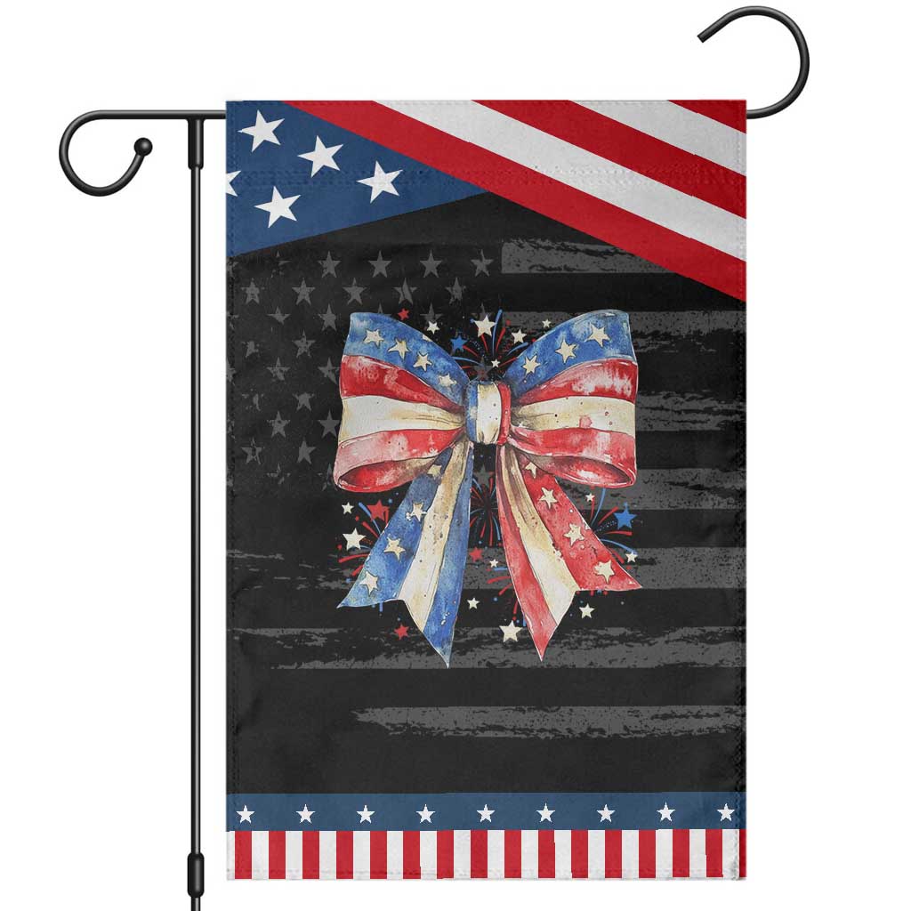 Coquette 4th Of July Garden Flag USA Bow American Flag Red White and Blue