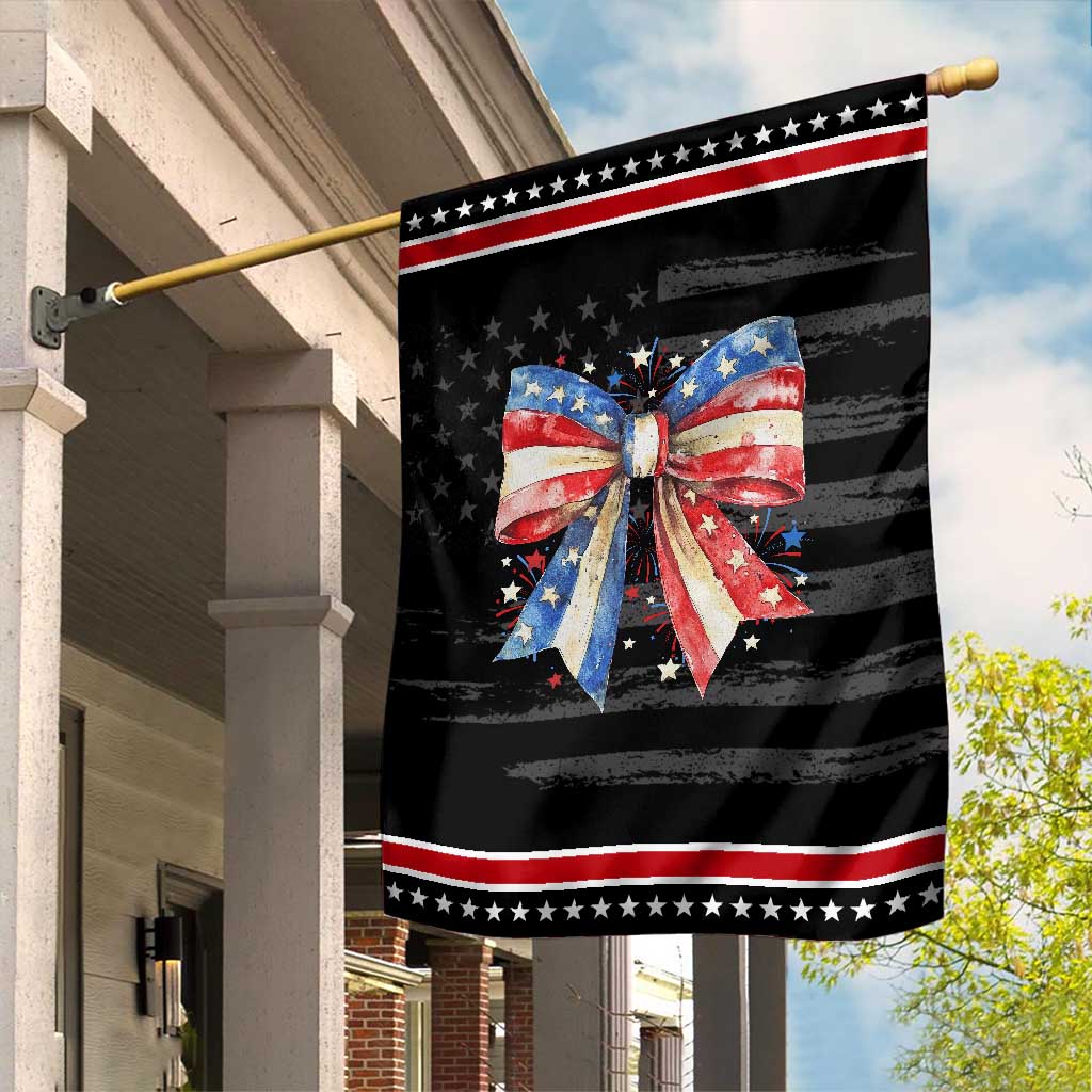 Coquette 4th Of July Garden Flag USA Bow American Flag Red White and Blue