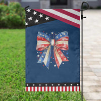 Coquette 4th Of July Garden Flag USA Bow American Flag Red White and Blue