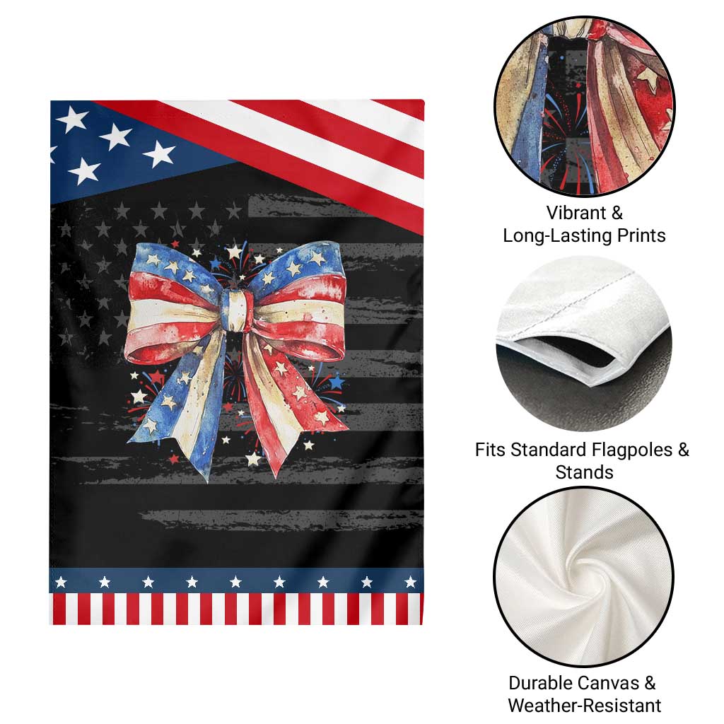 Coquette 4th Of July Garden Flag USA Bow American Flag Red White and Blue