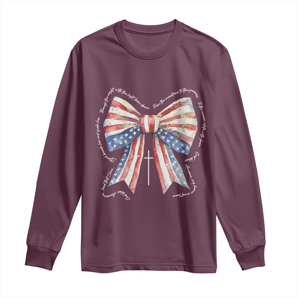 Patriotic Coquette 4th Of July Long Sleeve Shirt God Bless America - Wonder Print Shop