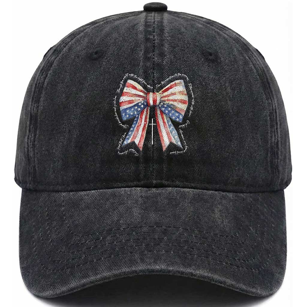 Patriotic Coquette 4th Of July Washed Cotton Baseball Cap God Bless America