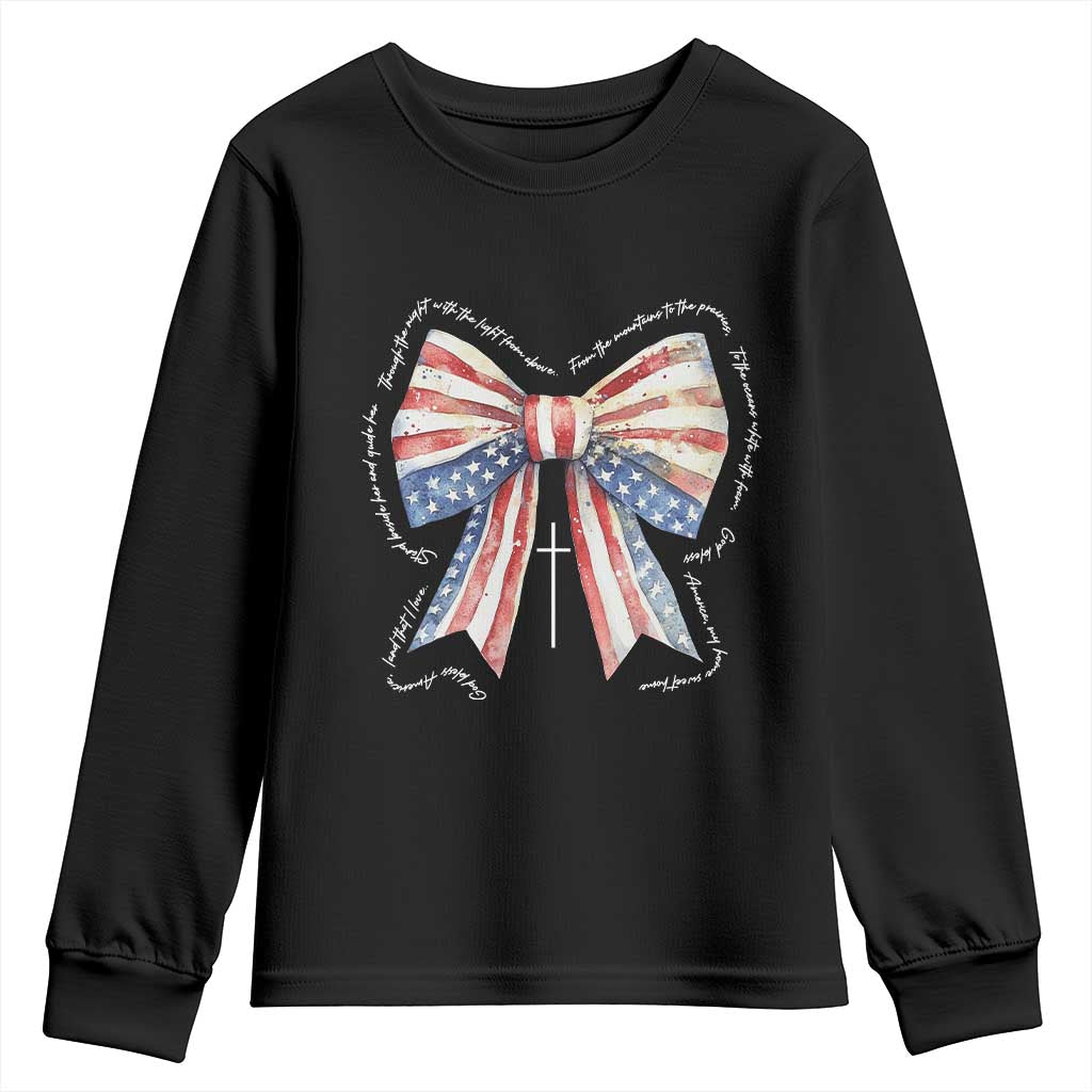 Patriotic Coquette 4th Of July Youth Sweatshirt God Bless America - Wonder Print Shop