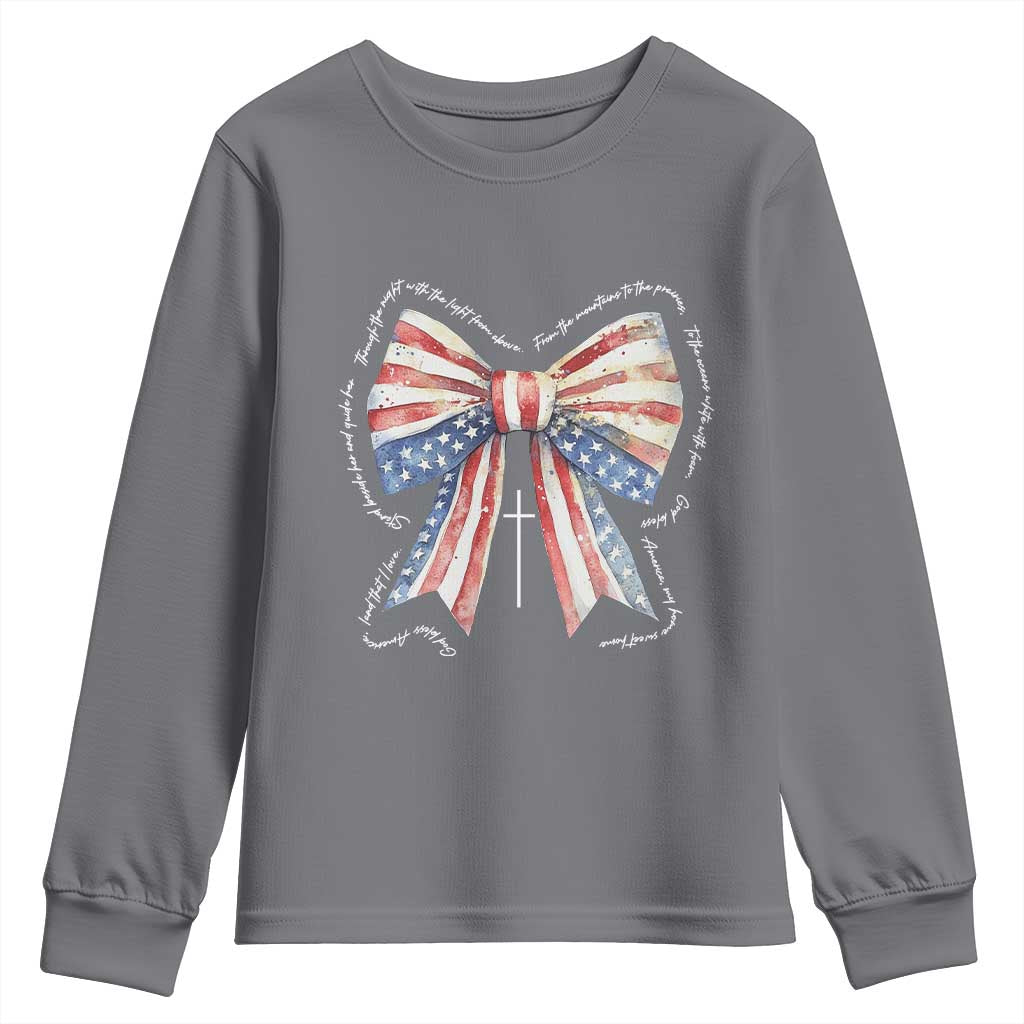 Patriotic Coquette 4th Of July Youth Sweatshirt God Bless America - Wonder Print Shop