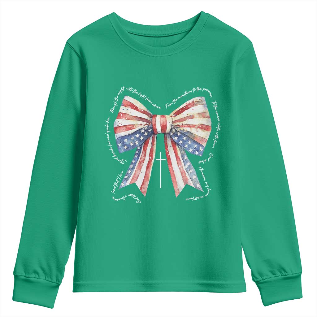 Patriotic Coquette 4th Of July Youth Sweatshirt God Bless America - Wonder Print Shop