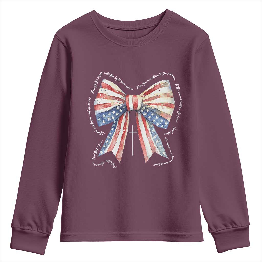Patriotic Coquette 4th Of July Youth Sweatshirt God Bless America - Wonder Print Shop