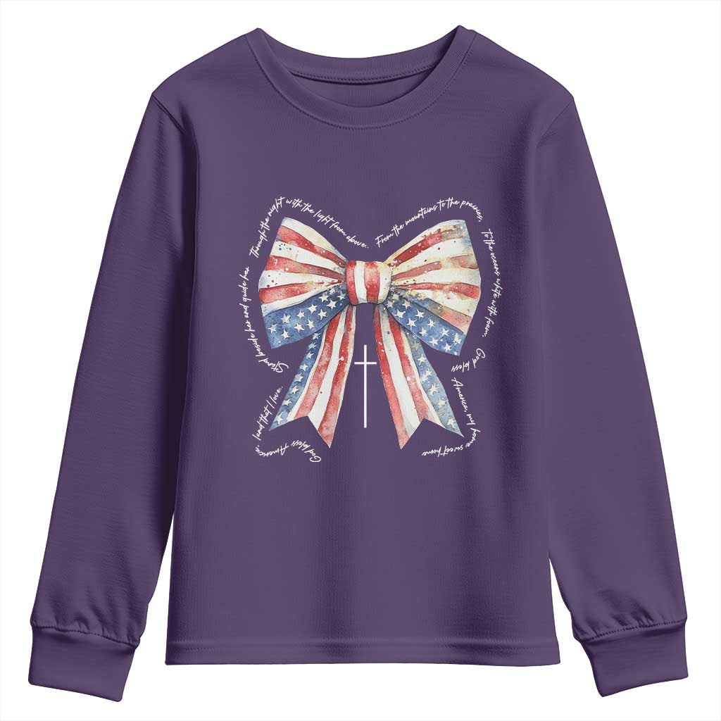 Patriotic Coquette 4th Of July Youth Sweatshirt God Bless America - Wonder Print Shop