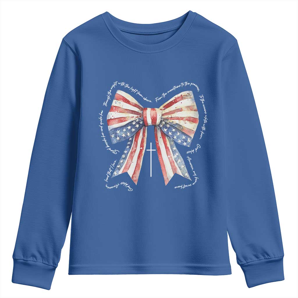 Patriotic Coquette 4th Of July Youth Sweatshirt God Bless America - Wonder Print Shop
