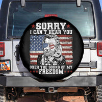 Funny Abraham Lincoln 4th Of July Spare Tire Cover Sorry Cant Hear You Sound Of My Freedom American Flag - Wonder Print Shop