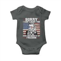 Funny Abraham Lincoln 4th Of July Baby Onesie Sorry Cant Hear You Sound Of My Freedom American Flag - Wonder Print Shop