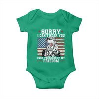 Funny Abraham Lincoln 4th Of July Baby Onesie Sorry Cant Hear You Sound Of My Freedom American Flag - Wonder Print Shop