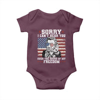 Funny Abraham Lincoln 4th Of July Baby Onesie Sorry Cant Hear You Sound Of My Freedom American Flag - Wonder Print Shop