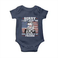 Funny Abraham Lincoln 4th Of July Baby Onesie Sorry Cant Hear You Sound Of My Freedom American Flag - Wonder Print Shop