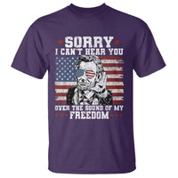 Funny Abraham Lincoln 4th Of July T Shirt Sorry Cant Hear You Sound Of My Freedom American Flag - Wonder Print Shop