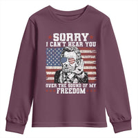 Funny Abraham Lincoln 4th Of July Youth Sweatshirt Sorry Cant Hear You Sound Of My Freedom American Flag - Wonder Print Shop