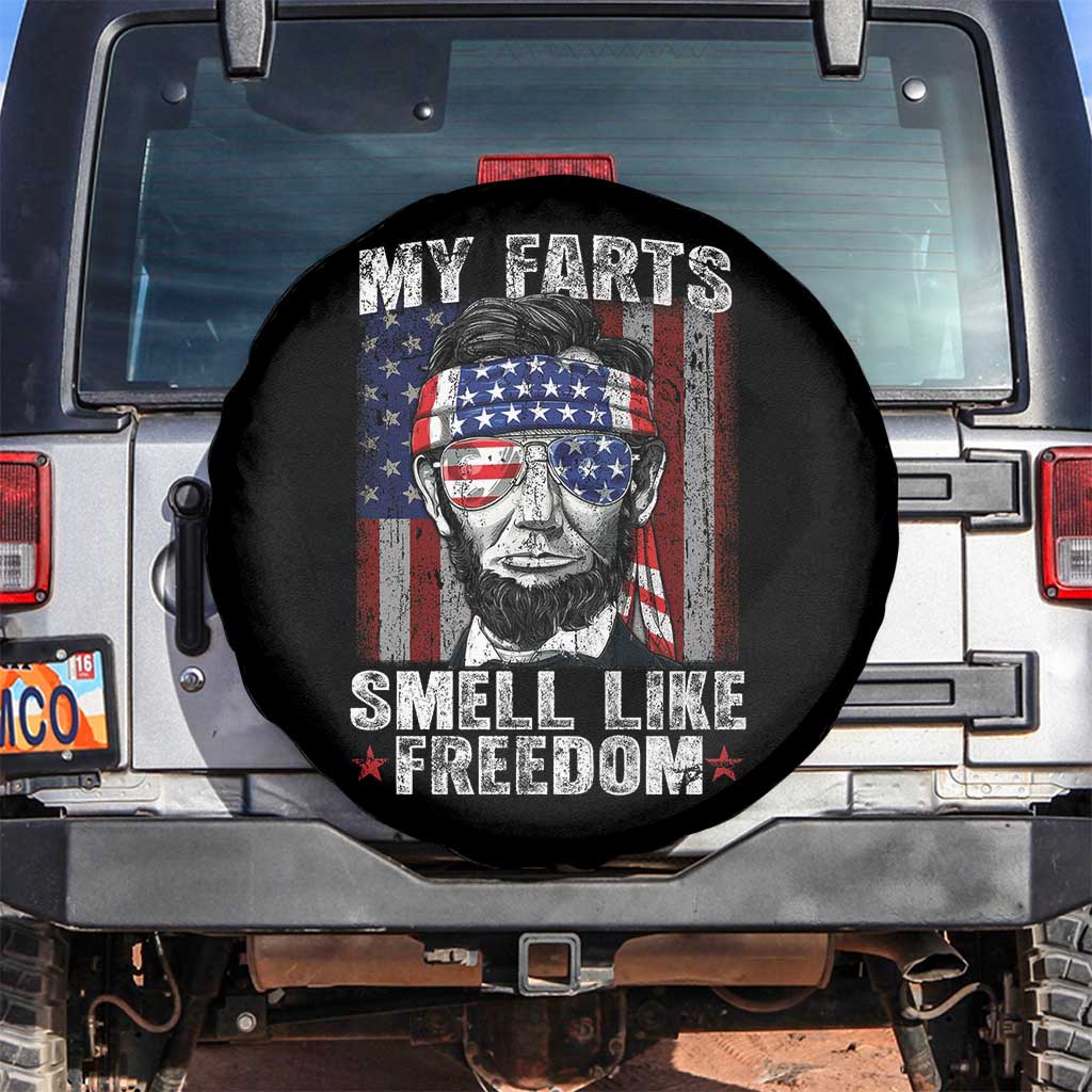 Funny Abe Lincoln 4th Of July Spare Tire Cover My Farts Smell Like Freedom American Flag - Wonder Print Shop